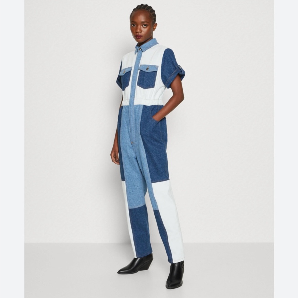 FARM Rio Blue and White Denim Overalls